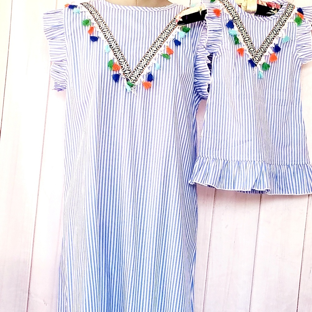 STRIPPED TASSEL DRESS FOR MOM AND DAUGHTER NWT - Picture 2 of 8